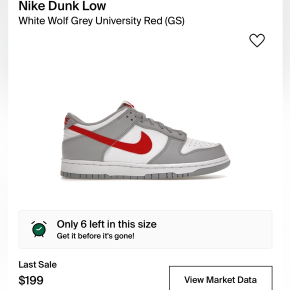 NIKE DUNK LOW GREY WHITE AND RED - Picture 3 of 7